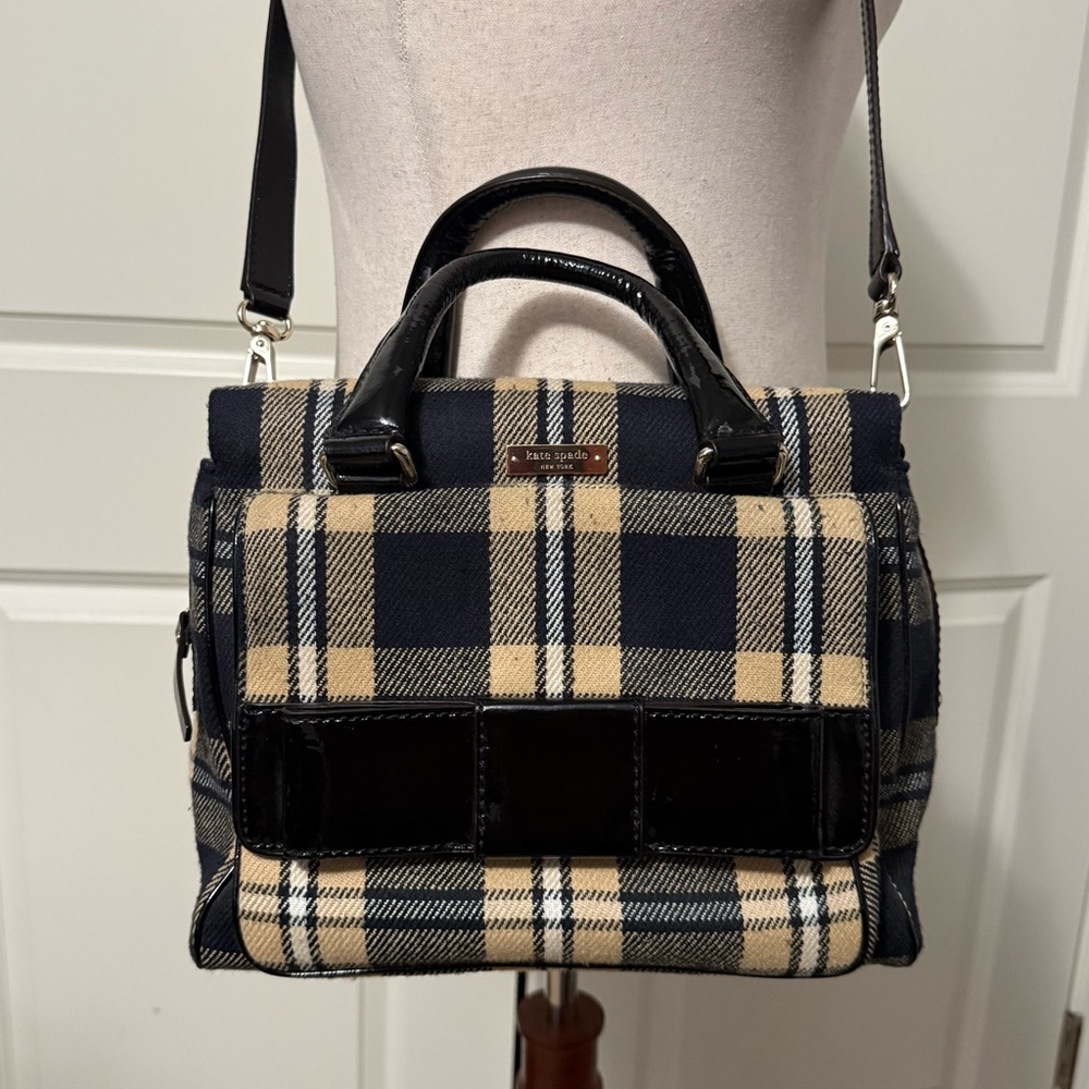 Kate Spade Black and Tan Plaid Shoulder Bag